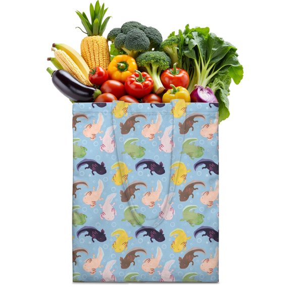 Kawaii Axolotl Canvas Tote Bag – Cute Fantasy Watercolor Axolotl Creature Print – Aesthetic Gift for Animal & Mythical Lovers