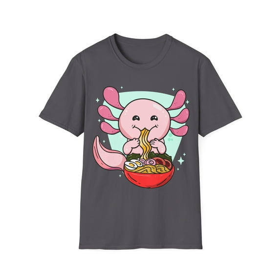 Kawaii Axolotl Eating Ramen Noodles Anime Graphic Novelty