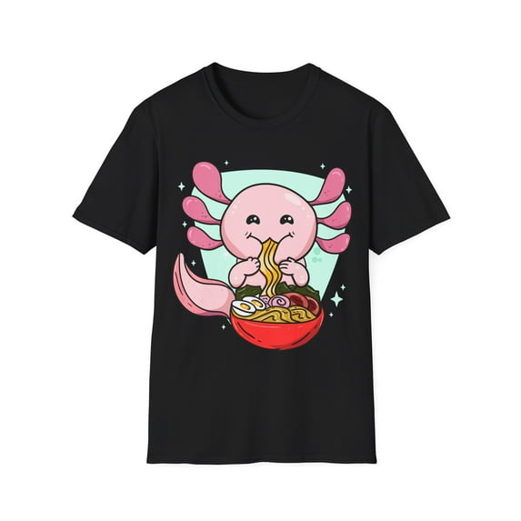 Kawaii Axolotl Eating Ramen Noodles Anime Graphic Novelty