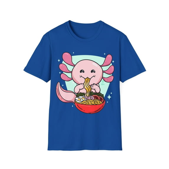 Kawaii Axolotl Eating Ramen Noodles Anime Graphic Novelty