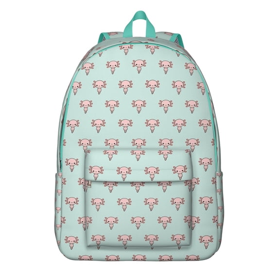 Kawaii Axolotl School Backpack with Cute Cartoon Fantasy Creature Design, Waterproof Colorful Bookbag for Teens, Adorable Gift for Axolotl Lovers & Daily Travel Use