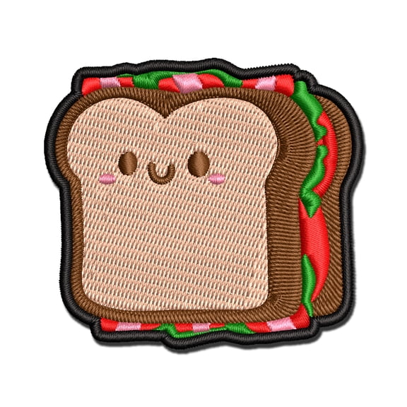 Kawaii BLT Sandwich Bacon Lettuce Tomato Cute Applique Multi-Color Embroidered Iron-On Patch - 2.0 Inch Mini
