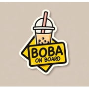 Kawaii "BOBA ON BOARD" Car Sticker Funny Cute Bubble Tea Decal - Durable Weatherproof Vinyl Laptop Water Bottle Bumper Truck Window Accessories Gift for Boba Lovers & Milk Tea Fans