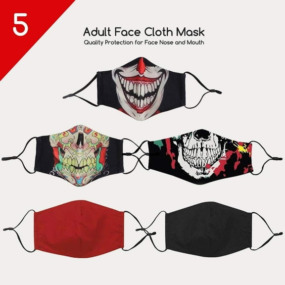 Kawaii Baby Face Cloth Mask High Quality 3D Protection Spooky Halloween Unisex 5 Pcs Set
