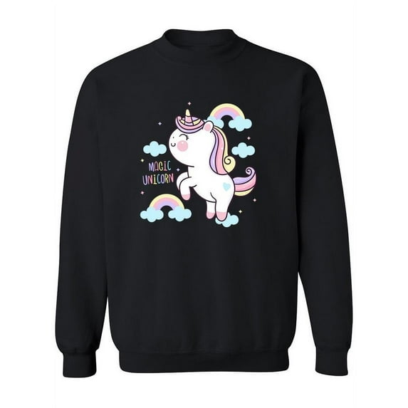 Kawaii Baby Unicorn Jumping Sweatshirt Women -Image by Shutterstock, Female Medium