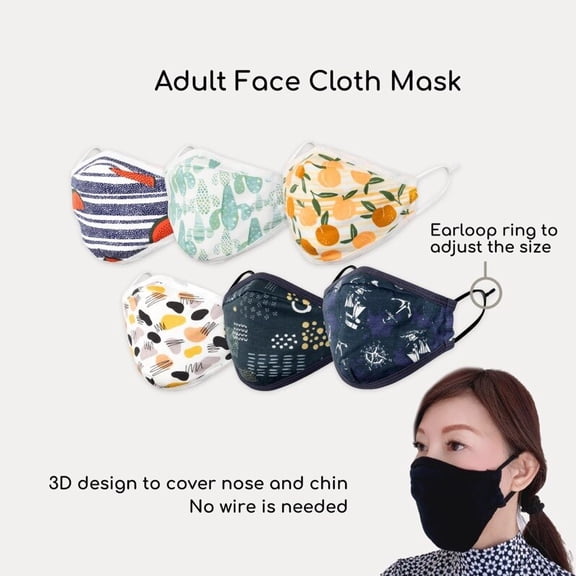 KaWaii Reusable Face Cloth Mask, Wildfire Smoke Protection, Adult Senior Unisex (6 Masks + 6 PM2.5 Filters) #TF