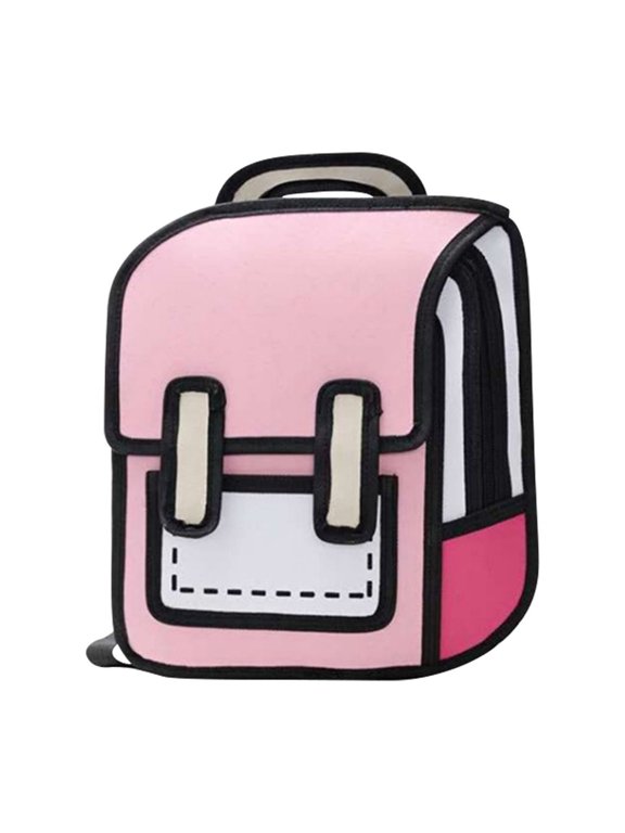 Kawaii Backpack Cute Cartoon 3D Jump Style 2D Drawing from Comic Paper Anime Bookbag School Supplies Fun Daypack