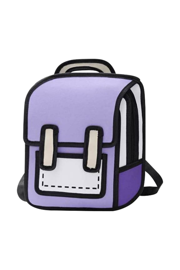 Kawaii Backpack Cute Cartoon 3D Jump Style 2D Drawing from Comic Paper Anime Bookbag School Supplies Fun Daypack