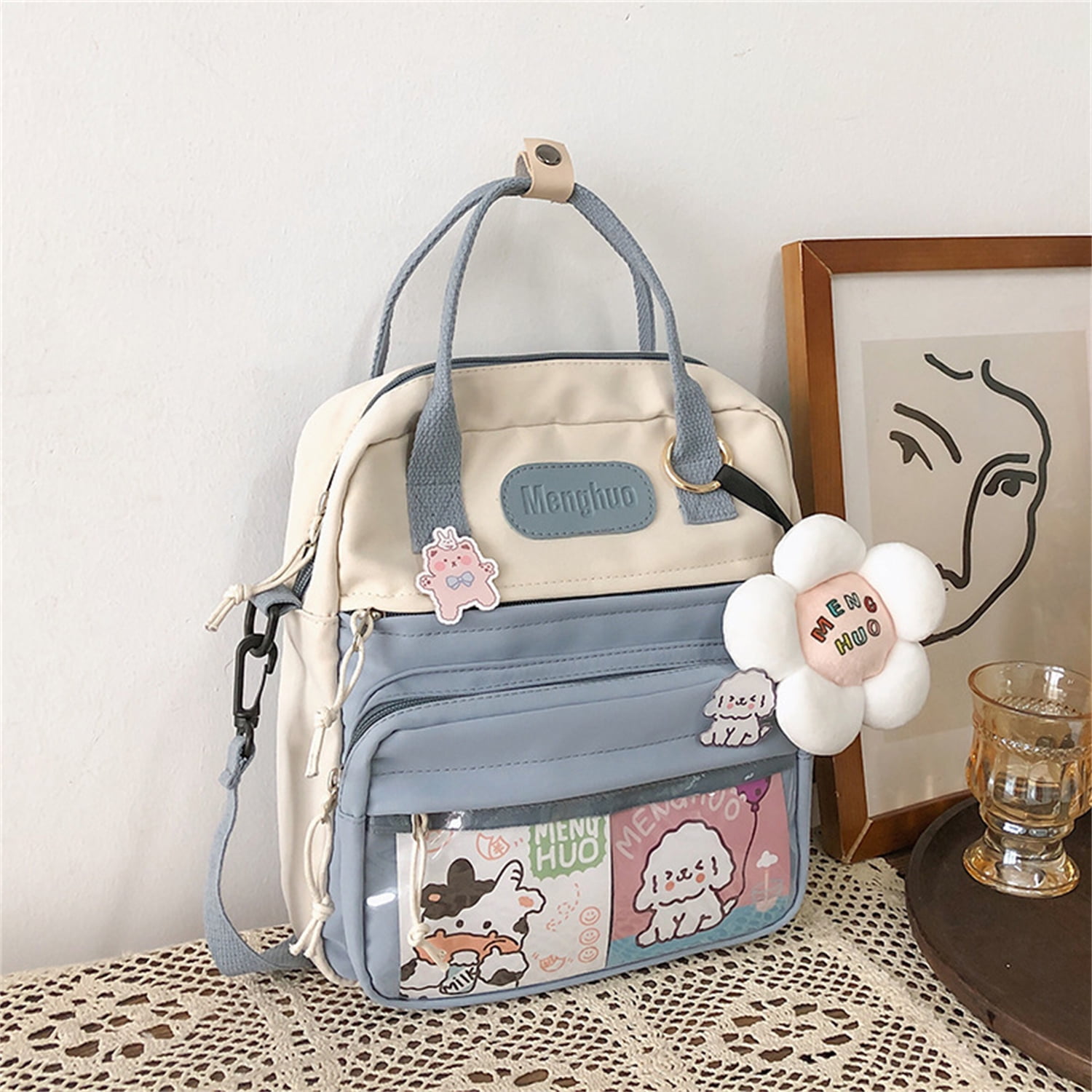 Kawaii Backpack SET 5 Pcs Kawaii School Backpack Bookbag with Badge& Plush  Pendan,Shoulder Bag,Pencil Box,Tote Bag,Small Bag, Powdered Rice, One Size  : Amazon.in: Fashion