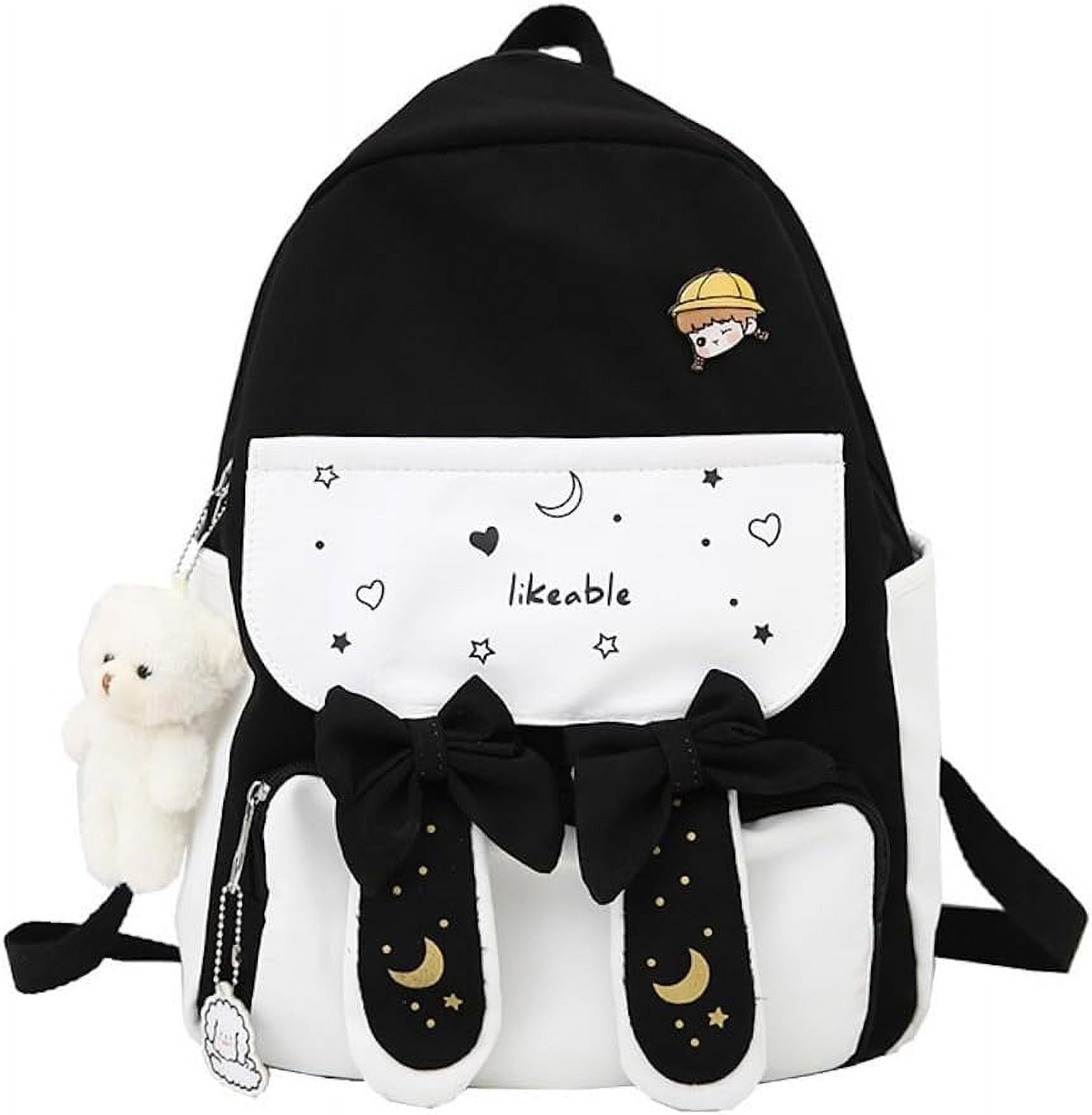 Kawaii Backpack with Pins and Plushies Japanese Cute Bunny Backpack ...