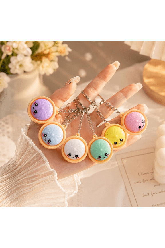 Kawaii Baozi Dumpling Keychain With Cute Expressions Adorable Dumpling Inspired Keyring With Expressive Faces For Everyday Style And Trendy Aesthetic Decor