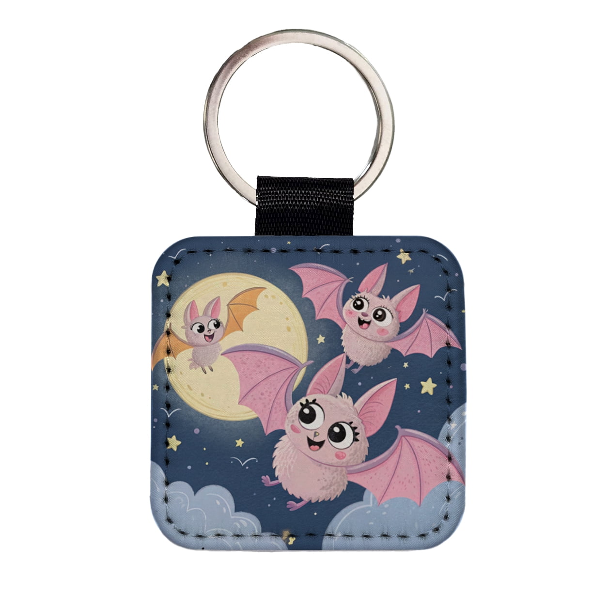 Kawaii Bats Faux Leather Square Keychain - Walmart.com