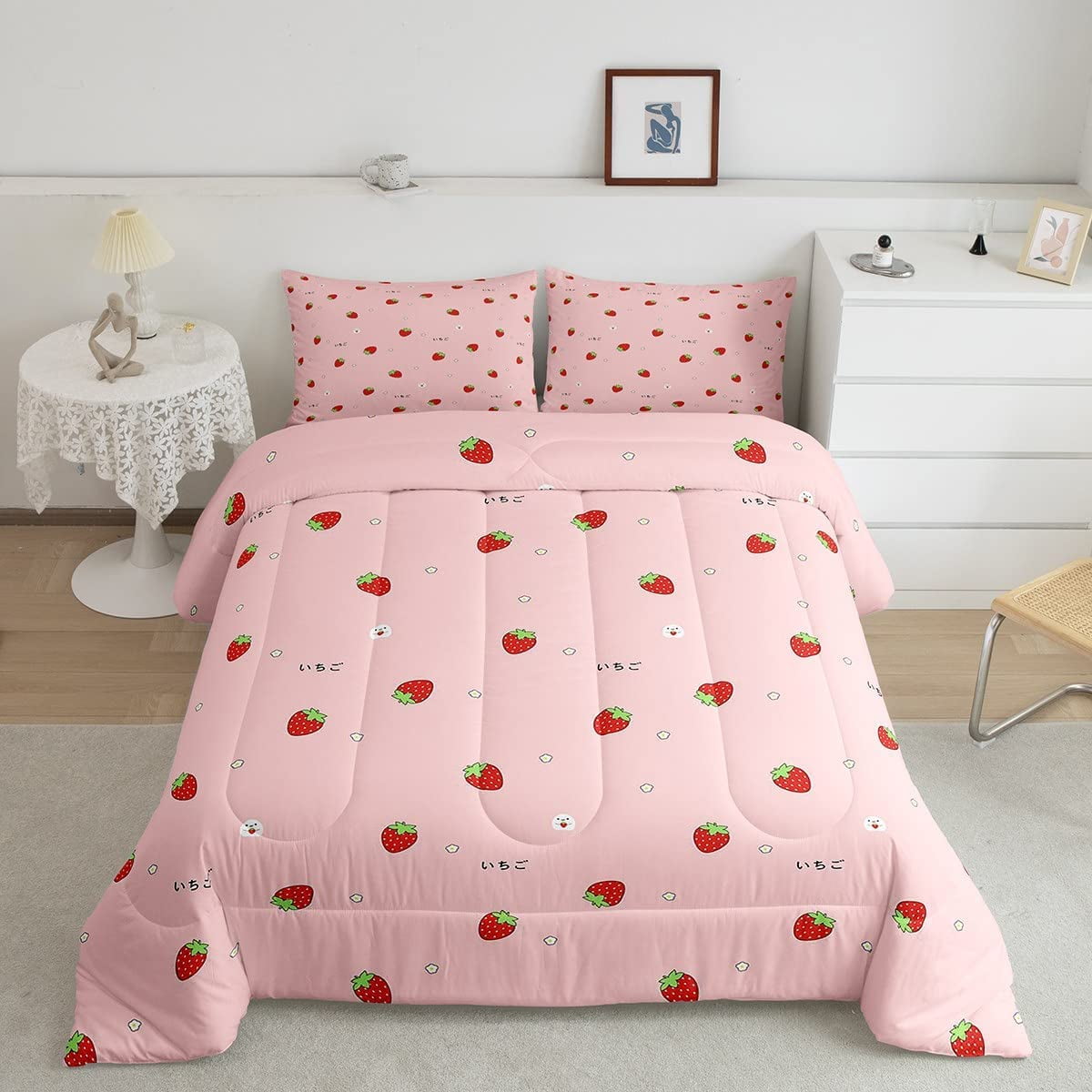 Cute Strawberry Cow Print Kawaii Aesthetic Pattern Front & Back