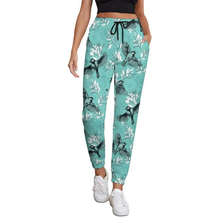 Kawaii Birds Flower Jogger Pants Autumn Feather Print Vintage Sweatpants Woman Streetwear Pattern Trousers Big Size Walmart