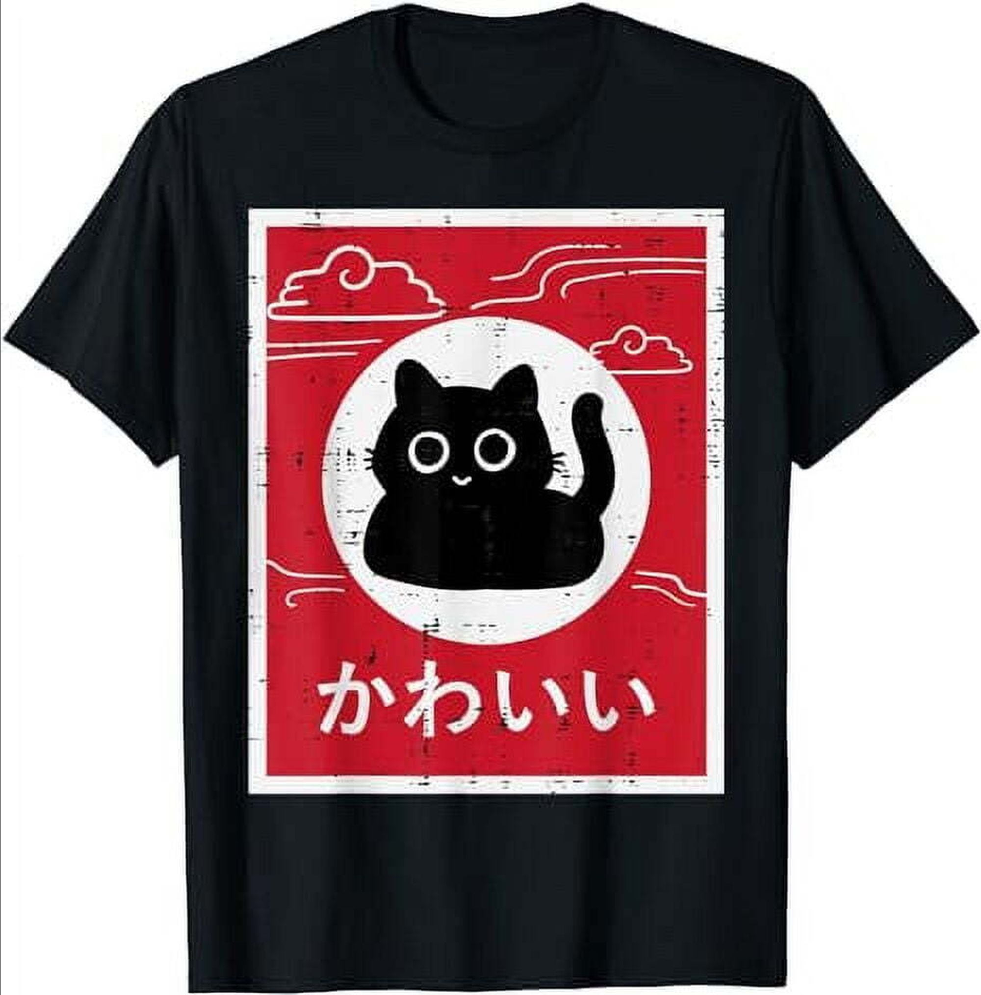 Kawaii Black Cat Anime T Shirt Japanese Poster Style For Men Women kawaii-black-cat-anime-t-shirt-japanese-poster-style-for-men-women