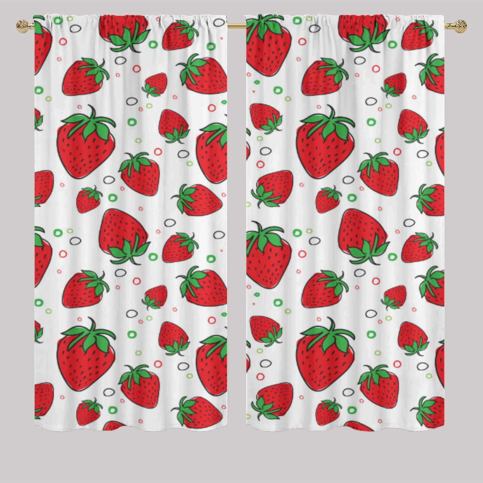 Kawaii Blackout Curtains Set Red Strawberry Decor Cute Strawberry Light Kawaii Blackout Curtains Set Red Strawberry Decor Cute Strawberry Light