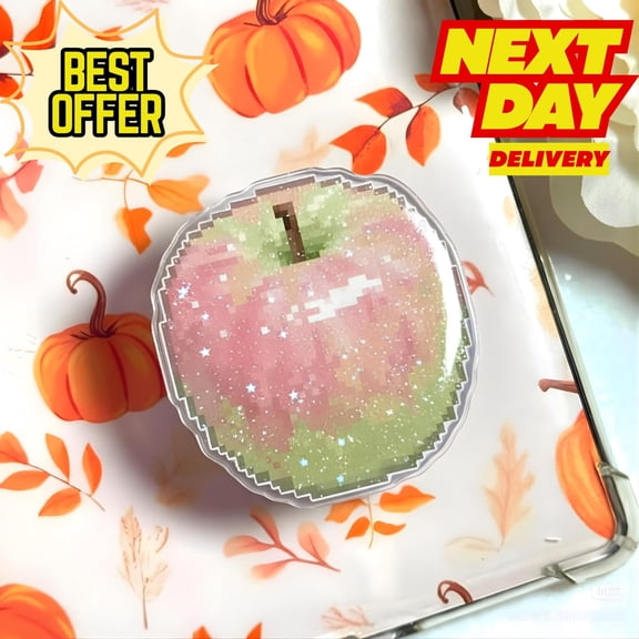 Kawaii Blink Apple MagSafe Phone Grip: Cute Fruit Magnetic GripTok, Fun Phone Holder for Fruit Lovers, Adorable Phone Accessories