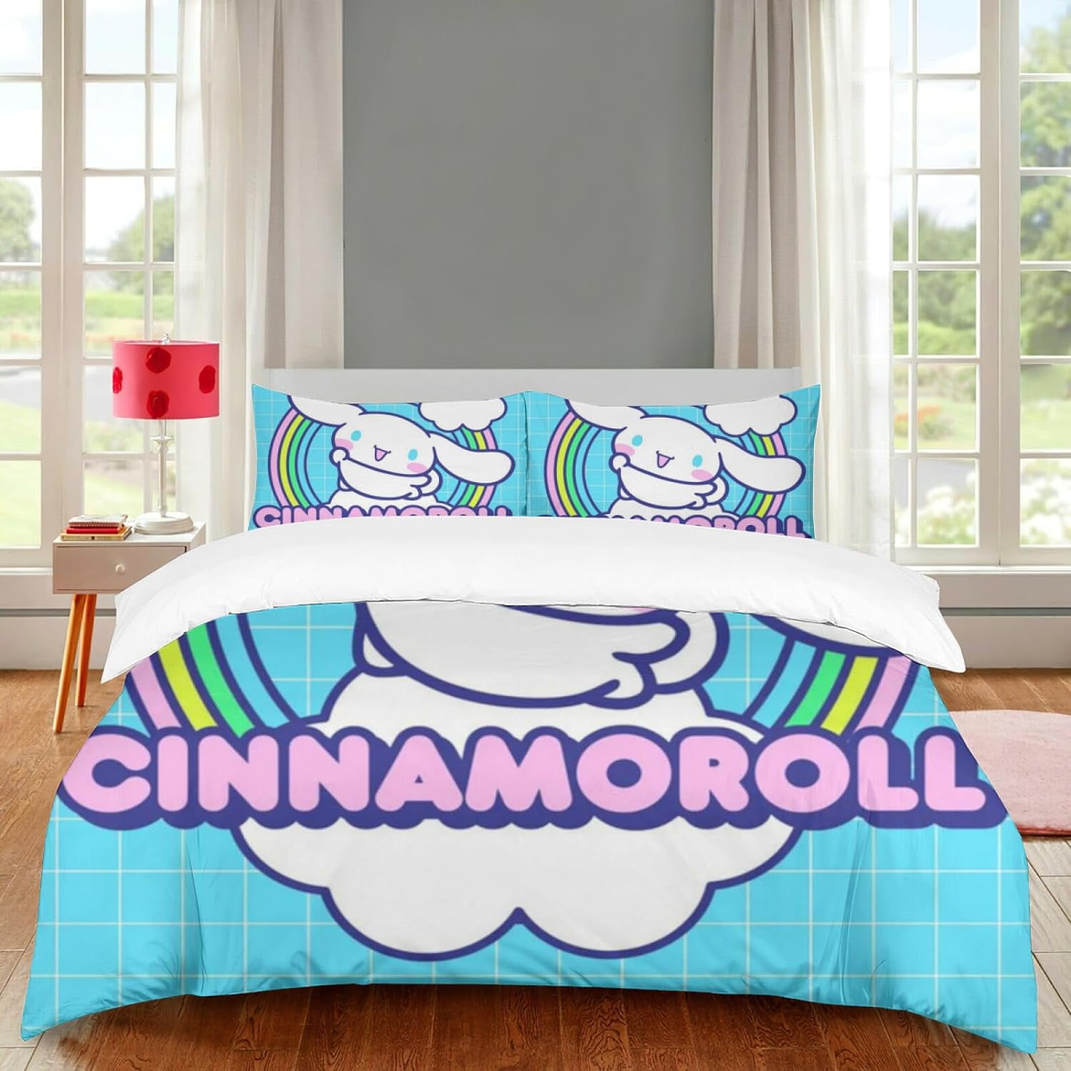 Kawaii Blue Comforter Kids Cute Cartoon Dogs Comforter Set for Boys