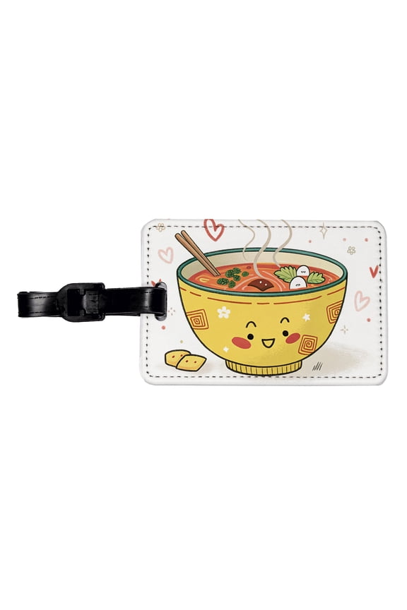Kawaii Bowl Of Soup Faux Leather Travel Luggage Tag
