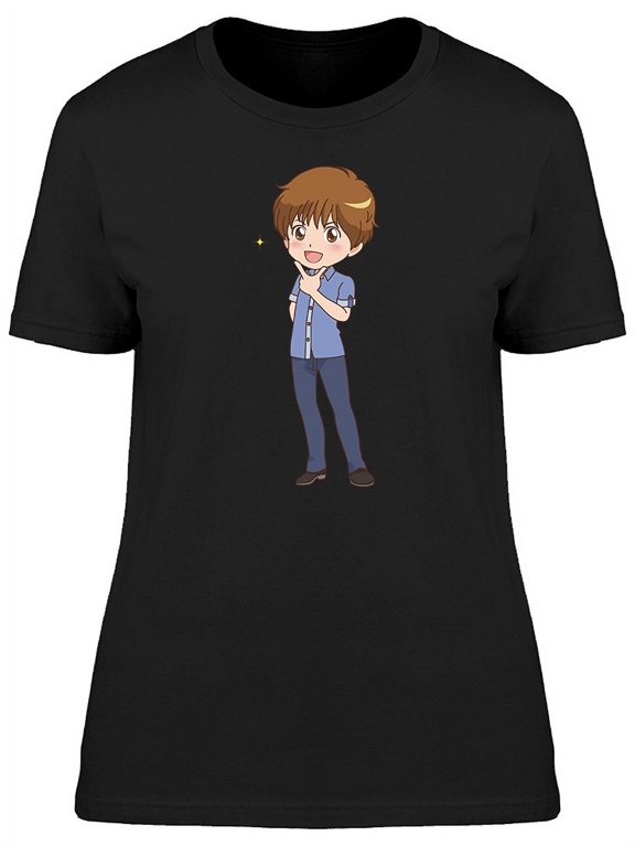 Kawaii Boy Pose Cartoon T-Shirt Women -Image by Shutterstock, Female Small