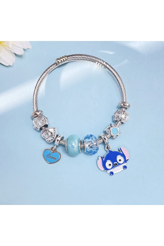 Kawaii Bracelet Gift for Girls, Adjustable Stainless Steel Bracelet, Fashion Anime Cartoon Accessories for Ladies Women Girls Sisters Kids Bff Friendship Wife Birthday Gift