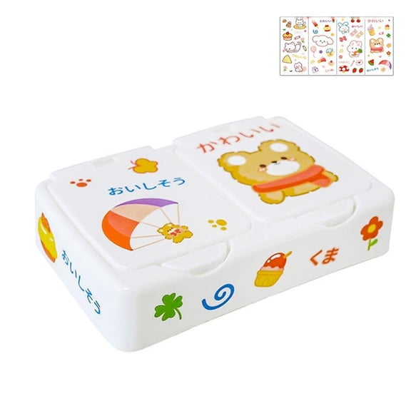 Kawaii Button Storage Box Cute Organizer Desktop Classification Storage Box with Lid Mini Plastic Organizer for Cotton Swabs Stationery Small Items