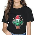 thumbnail image 1 of Kawaii Cactus Christmas Cute Happy Funny Graphic T-Shirt, 1 of 3