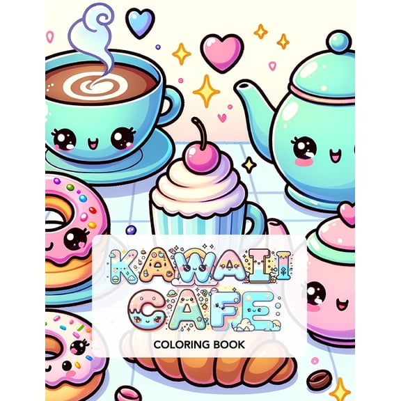 Kawaii Cafe Coloring Book: Cute Sweet Treats For Kids Ages 4-8 (Paperback)
