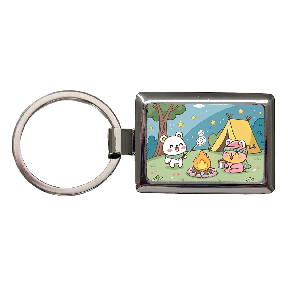 Kawaii Camping Campfire Tent Metal Rectangle Keychain - Walmart.com