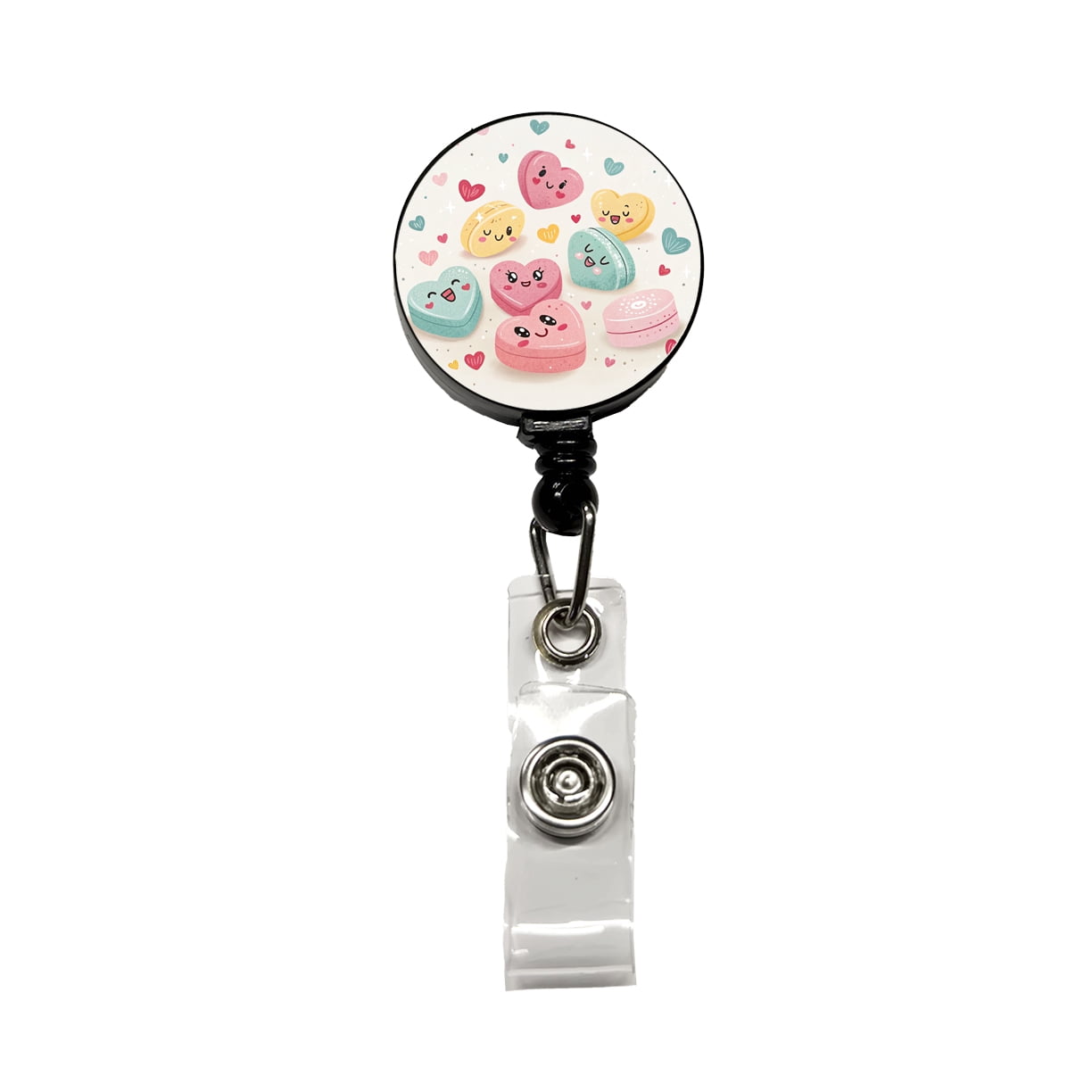 Kawaii Candies And Hearts Valentine's Day Retractable Reel ID Badge Key ...