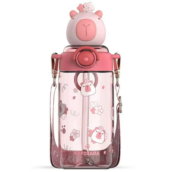 Kawaii Capybara Water Bottle Tritan Bottles Water Cup Kids Portable Kapibara Drinks Bottle for School/Cycling/Running