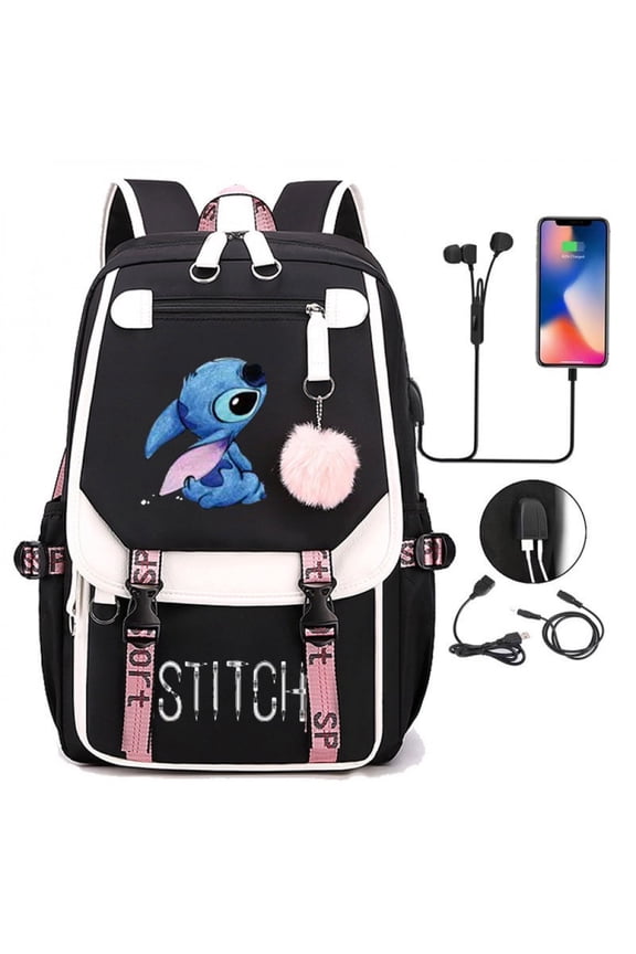 Kawaii Cartoon Backpack for Teens & Fashion Fans, Trendy Anime-Inspired Travel Bookbag with Plush Charm