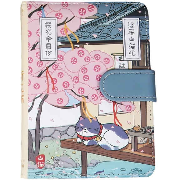 Kawaii Cartoon Cat PU Magnetic Buckle Notebook A6 Paper Japanese Art Style Cat Ledger Diary Agenda Planner Notepads Stationery