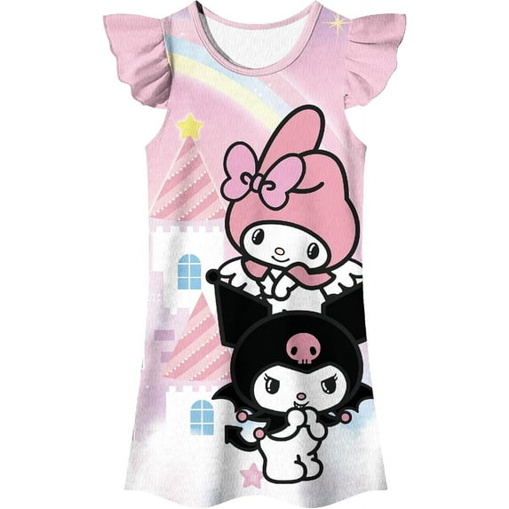 Kawaii Cartoon Dress Women Pink Cute Funny 3D Print Princess Dress Anime Dress Clothes Square Neck TV Cartoon Casual Dress Birthday Gift