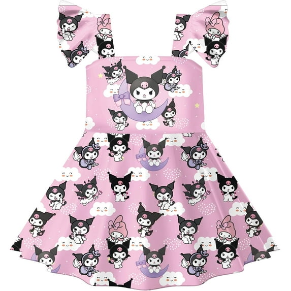 Kawaii Cartoon Dress Women Pink Cute Funny 3D Print Princess Dress Anime Dress Clothes Square Neck TV Cartoon Casual Dress Birthday Gift