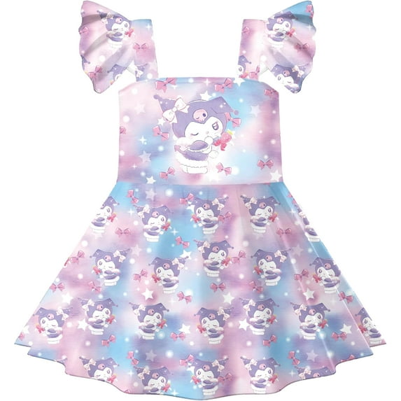 Kawaii Cartoon Dress Women Pink Cute Funny 3D Print Princess Dress Anime Dress Clothes Square Neck TV Cartoon Casual Dress Birthday Gift