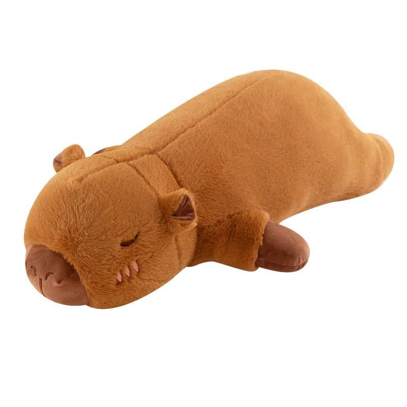 Kawaii Cartoon Giant Strip Capybara Plush Doll Pillow Lying Brown Orange Wings Creative Capybara Plush Children Toy Decor