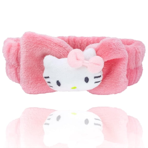 Kawaii Cartoon Headband, Cute Anime Spa Band for Women face Washing Makeup Skincare, Soft Microfiber Coral Shower Fluffy Towel Hairband for Girls (KT)