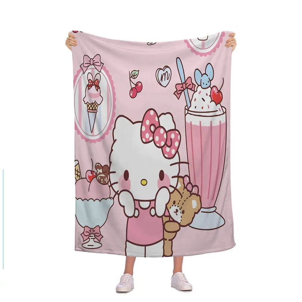 Kawaii Cartoon Hello Kittys Blanket Sanrios Camping Travel Summer Air