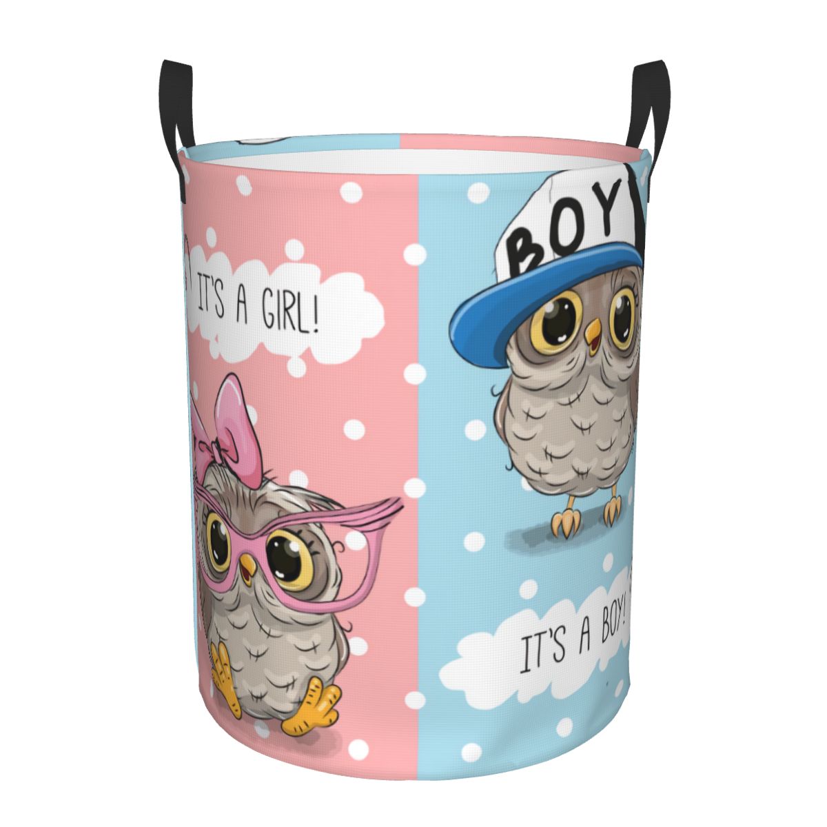 Kawaii Cartoon Owls Boy And Girl Laundry Hamper Large Clothes Storage