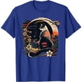 thumbnail image 1 of Kawaii Cat Anime Japanese Retro Funny Unisex T-Shirt for Men Women Kids Toddler,Royal Blue Color,Size 4XL, 1 of 5