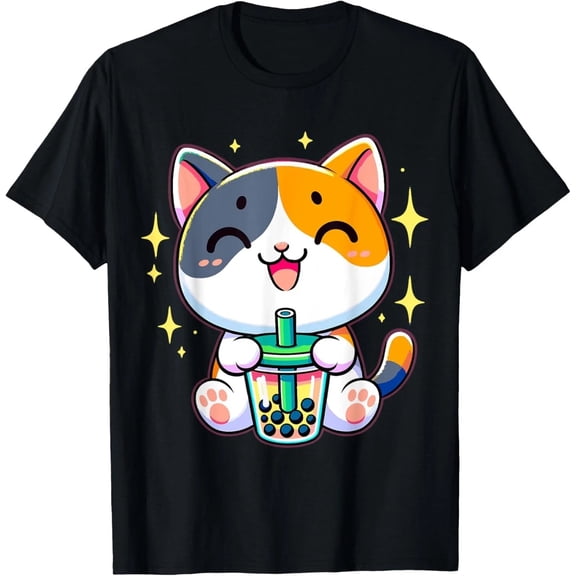 Kawaii Cat Boba Bubble Tea Cute Japanese Style Drink Lover Unisex T-shirt