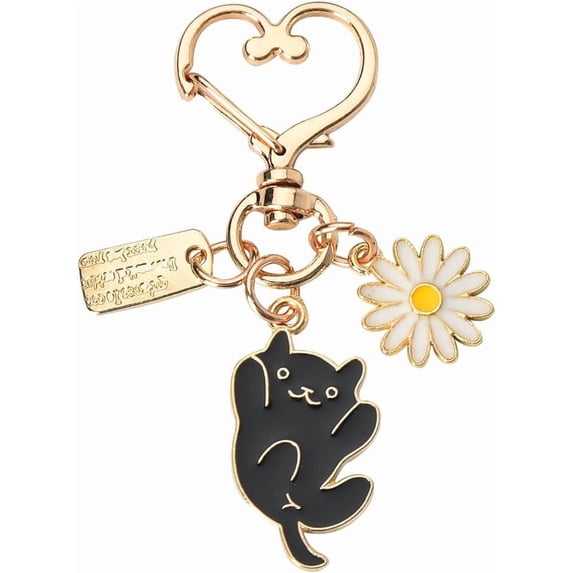 Kawaii Cat Charm Keychains for Backpacks Keys Kitty Cat Owner Gifts for Birthday Christmas Gift for Cat Mom Dad