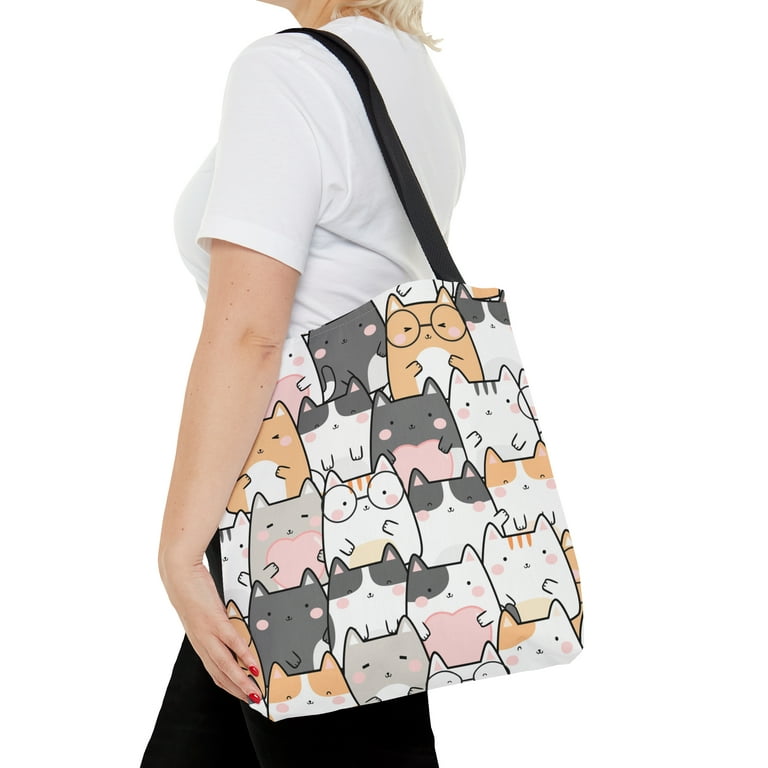 Kawaii Cat Cute print Tote Bag Vintage inspired Cats Tote Cat trendy bag Walmart