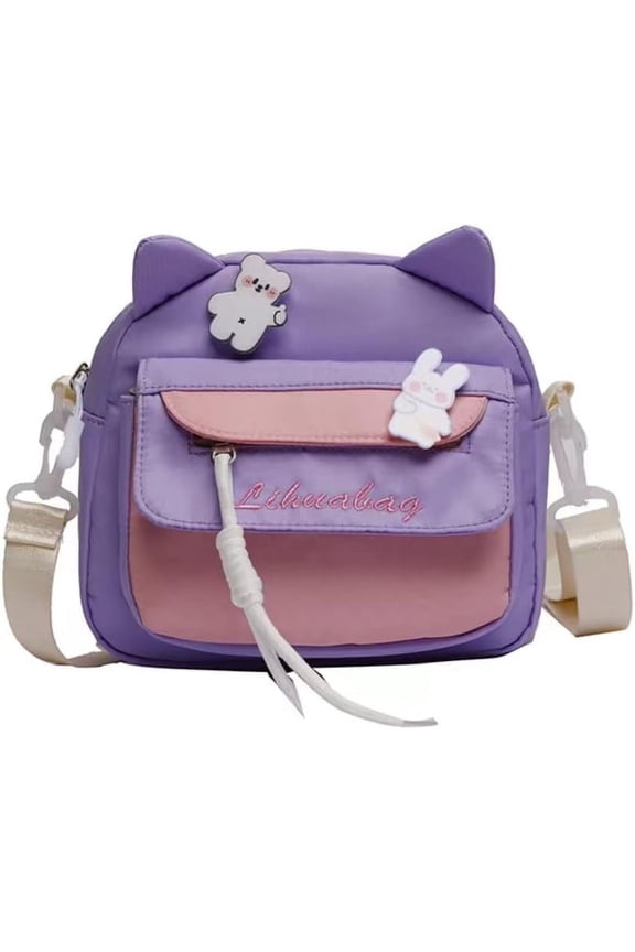 Kawaii Cat Ear Small Shoulder Bag Tote Mini Bag Crossbody Bag Bear Pendant Girl Teen Cute Kitty Casual Handbag Purse