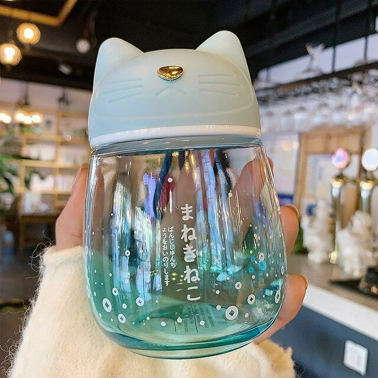 Creative Cartoon Water Bottle with Straw Cute Plastic Drinking Bottle  Portable Leak-proof Drinkware for Drinking