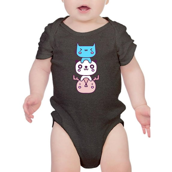 Kawaii Cat Panda And Deer Stack Bodysuit Infant -Image by Shutterstock, 6 Months
