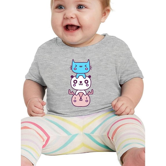 Kawaii Cat Panda And Deer Stack T-Shirt Infant -Image by Shutterstock, 12 Months