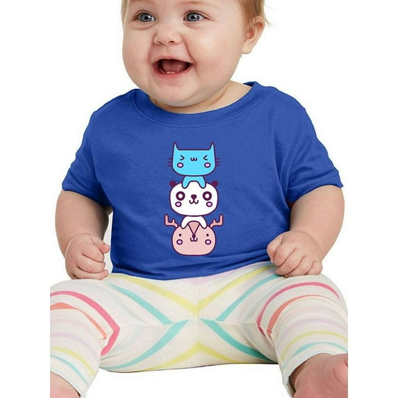 Kawaii Cat Panda And Deer Stack T-Shirt Infant -Image by Shutterstock, 18 Months