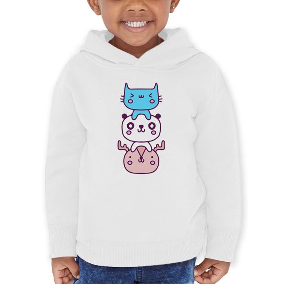 Kawaii Cat Panda Deer Stack Hoodie Toddler -Image by Shutterstock, 2 Toddler